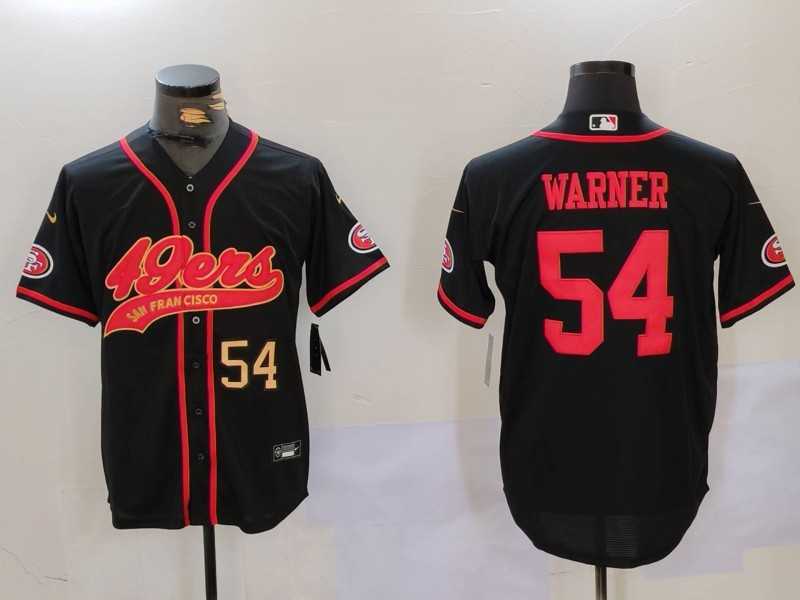 Men%27s San Francisco 49ers #54 Fred Warner Black With Patch Cool Base Stitched Baseball Jerseys
